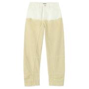 Hvide Beige Bukser Stilfuld Mode