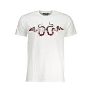 Hvid Bomuld Logo Print T-shirt