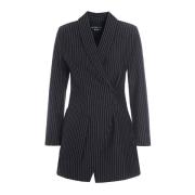 Nålestribet Jersey Blazer Jakke Sort