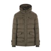 Oliven Grøn Nylon Puffer Jakke