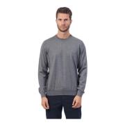 Grå Crewneck Sweater med Broderet Logo