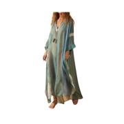 Grøn Tie and Dye Kaftan Kjole