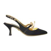 Sorte spidse slingback-pumps