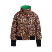 Omvendt Leopard Print Puffer Jakke