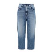 Blå Vasket Denim Jeans