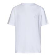 Hvid Bomuld Jersey T-Shirt Chic Broderet