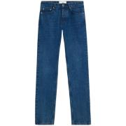 Blå Denim Knapp Fly Jeans