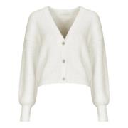 Fuzzy Hvid Juvelknap Cardigan