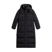 Sort Aurora Long Parka med Street-Style Detaljer