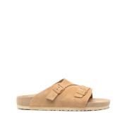 Beige Ruskind Spænde Sandaler