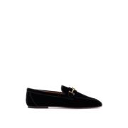 Gylden Metal Dobbelt T Velvet Loafers