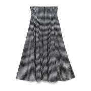 Sort Houndstooth A-Line Nederdel