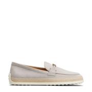 Grå Læder Loafers Elegant Stil