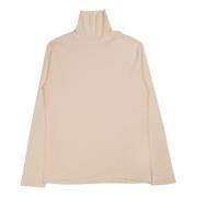 Hvid Ribstrikket Turtleneck Top