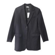 Sort Pinstripe Lang Blazer Uld