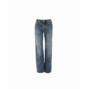 Straight leg jeans med falmet vask