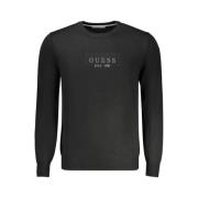 Sort Polyester Pullover med Print Logo