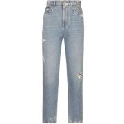 Blå Ripped Slim Cut Jeans