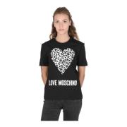 Leopard Heart T-Shirt Sort Bomuld