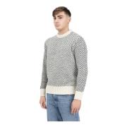 Beige Crew Neck Strik Sweater