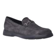 Loafers in dark grey suede leather