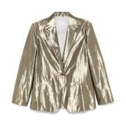 Skinnende Guld Blazer Jakke