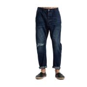 Blå Bomuld Distressed Jeans