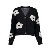 Blomstret Strikket Cardigan Vest