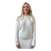 Hvid Mohair Sweater Ribstrikket