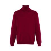 Bordeaux Rød Finstrikket Rullekrave Sweater