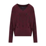 Burgundy Laser Mønster Uld-Kashmir Jumper