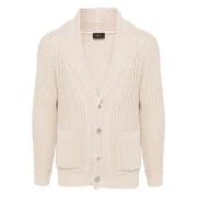 Beige Cardigan med Shawl Krave