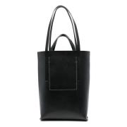 Casual Sort Læder Tote Bag