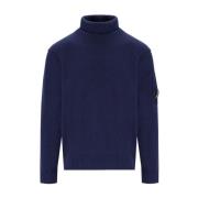 Blå Uld Turtleneck Jumper med Linse