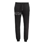 Sporty Herre Sort Sweatpants med Broderi