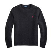 Sort Crew-Neck Uldblandingstrøje