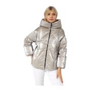 Beige Metallic Puffer Jacket