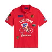 Rød polo skjorte med patches