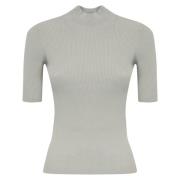 Ribstrikket sweater med Lurex-detaljer