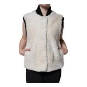 Shearling Vest Jakke med knaplukning