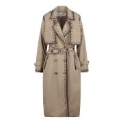 Broderet trenchcoat med frontknapper