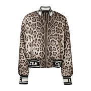 Leopard Print Bomber Jacket Brun