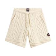 Beige Strikket Snøre Shorts