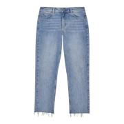 Straight-cut denim bukser med rå finish