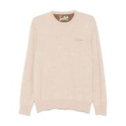 Beige uld-kashmir sweater med logo