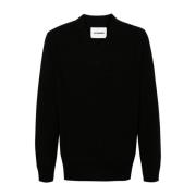 Sort Strikket V-Hals Sweater