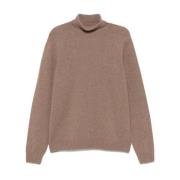 Taupe Brun Strikket Rullekrave Sweater