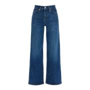 Højtaljede brede ben cropped jeans