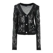 Perforeret Diamant Cardigan med Palietter