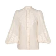 Creme Broderet Bluse Ottie